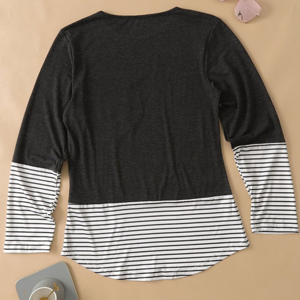 Striped Colorblock Sequin Pocket Shirt - Picture 6 of 11